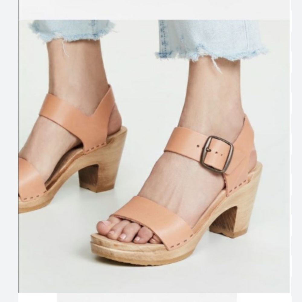 No.6 Two Strap Clog on High Heel in Naked
